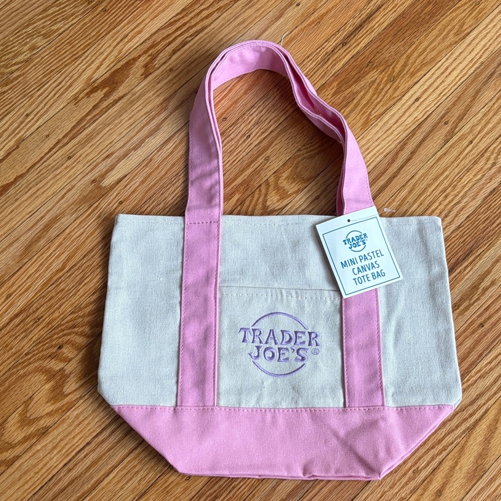 trader joe’s popular mini pastel canvas grocery shopping tote bag